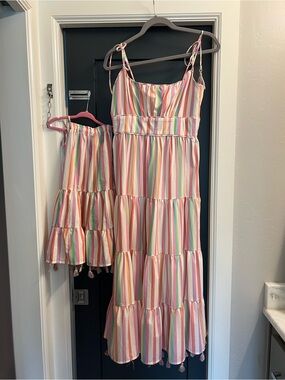 Mommy and me Candy Striped Pastel Tiered Maxi Dress